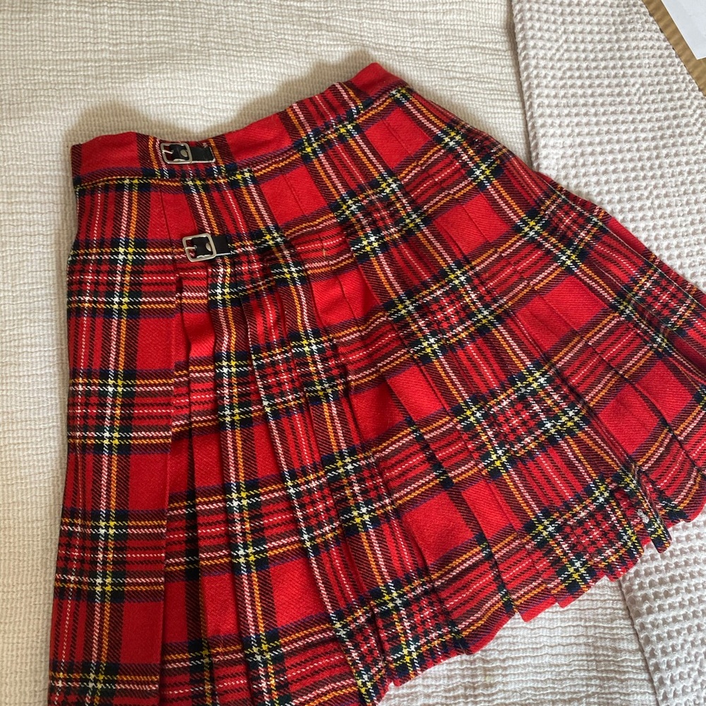 Vintage red plaid mini skirt